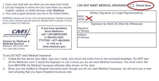 Back of Medicare card defer Part B