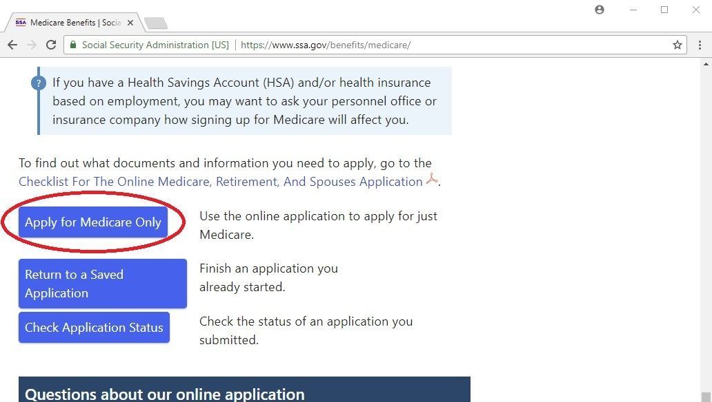 Enrolling in Medicare online - step 2